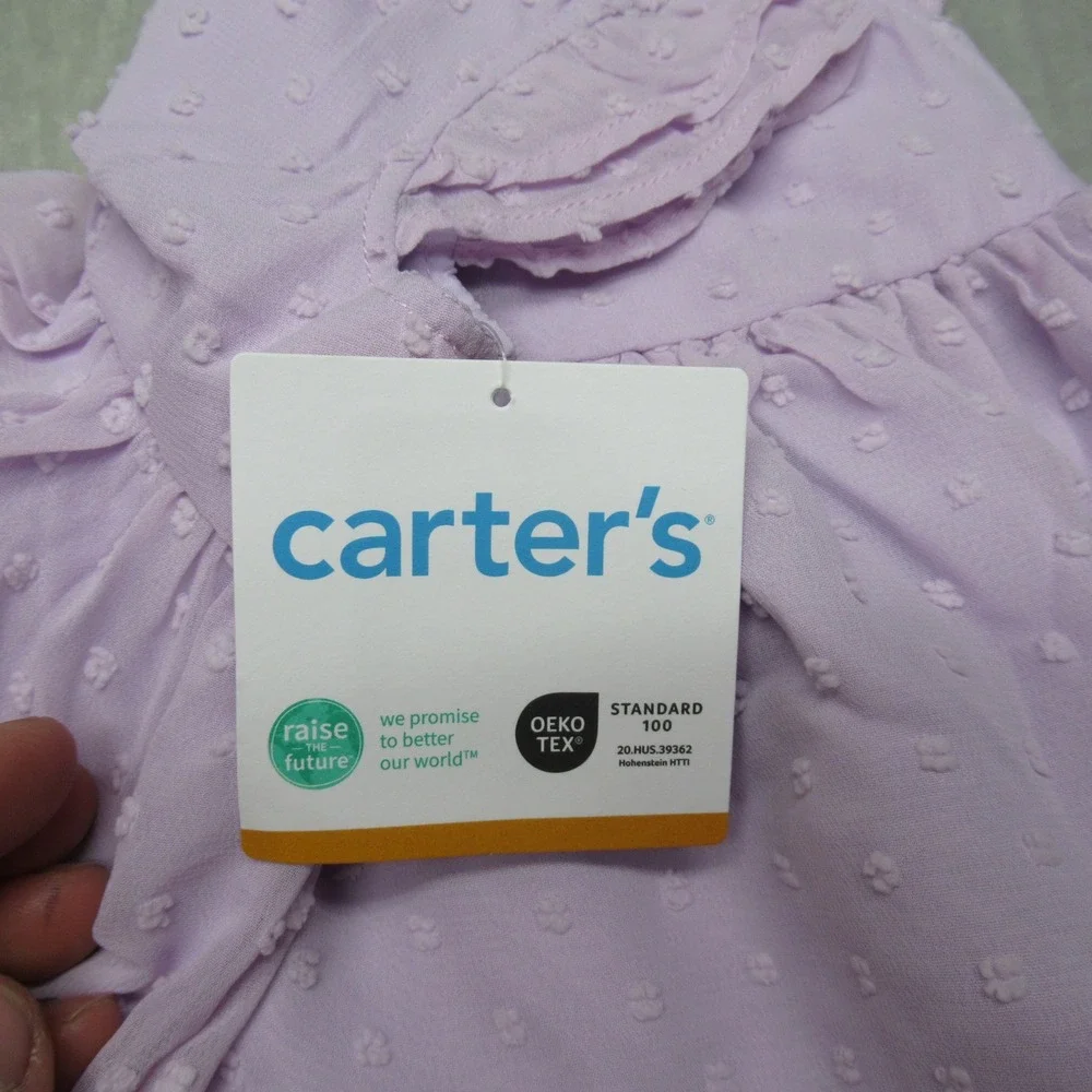 Carters Occasion Dress Baby 12M‎ Pink Swiss Dot Flutter Sleeves Skirt Liner NWT